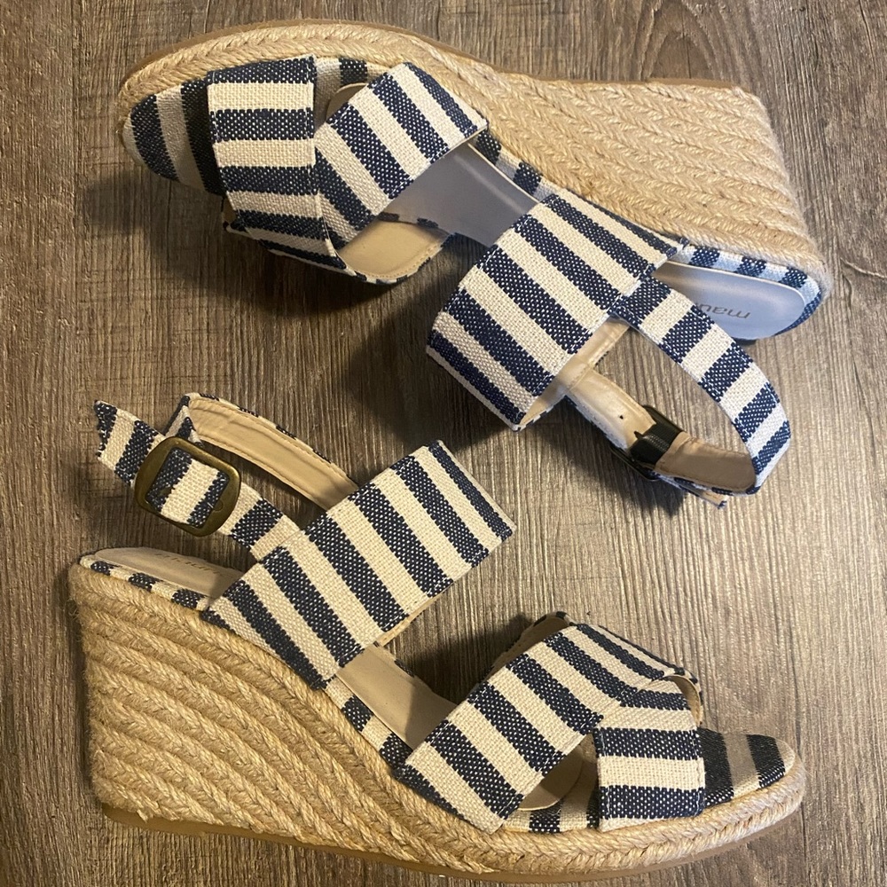 Maurices Espadrille Stripe Sandals Size 8 Like New Never Worn